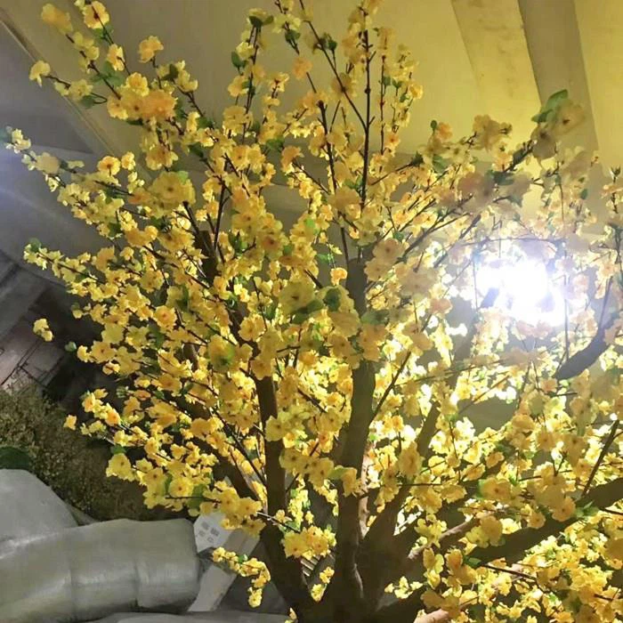 Faux Yellow Peach Flower Hotel Decoration Tree2
