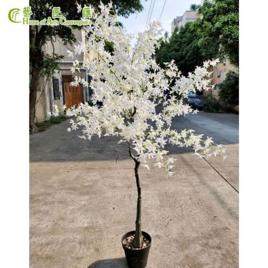 Μίνι Λευκά Τεχνητά Floral Δέντρα σε Γλάστρες με Μπονσάι